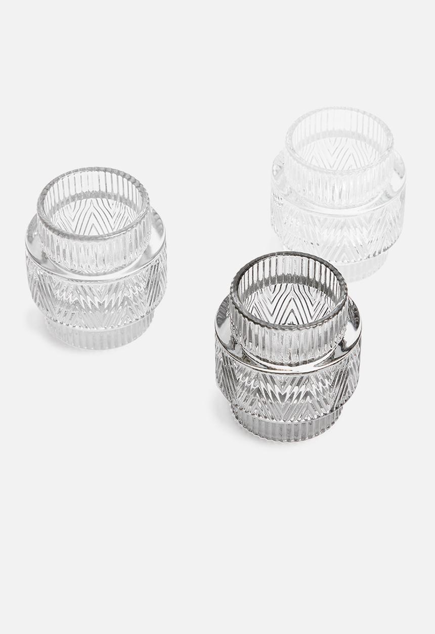 H&S - Glass tealight candle holder set of 3 - clear