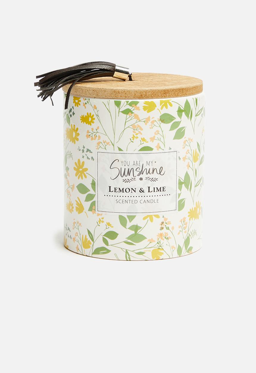 H&S - Ceramic candle - green & yellow 