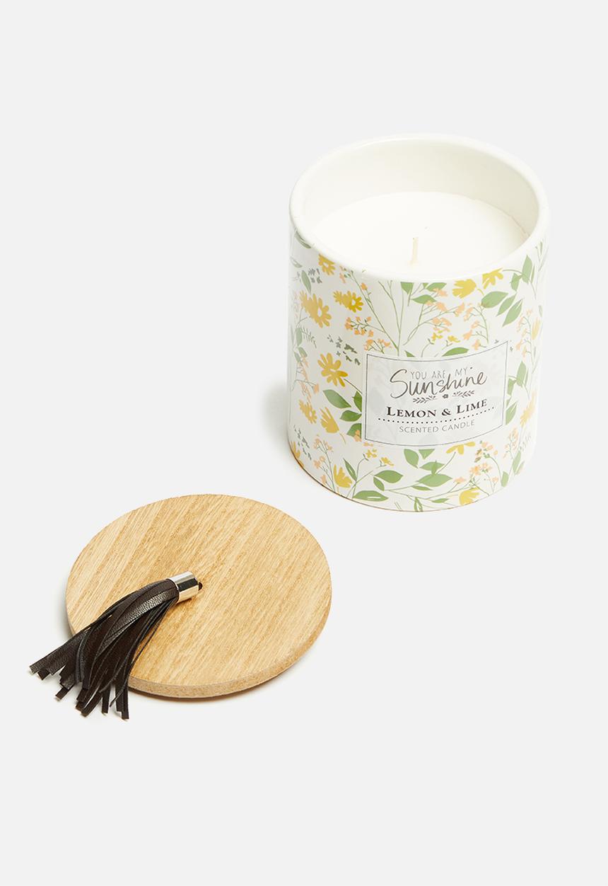 H&S - Ceramic candle - green & yellow 
