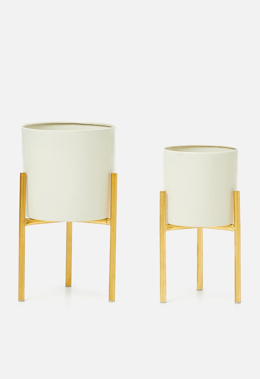 H&S - Flowerpot stand set of 2 - white