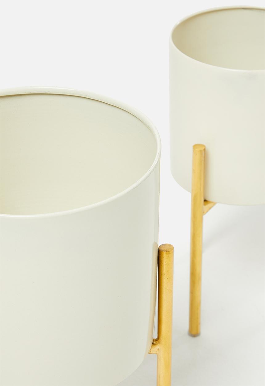 H&S - Flowerpot stand set of 2 - white