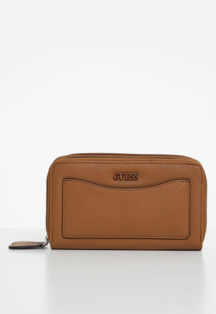 GUESS - Tempe slg double zip around - cognac