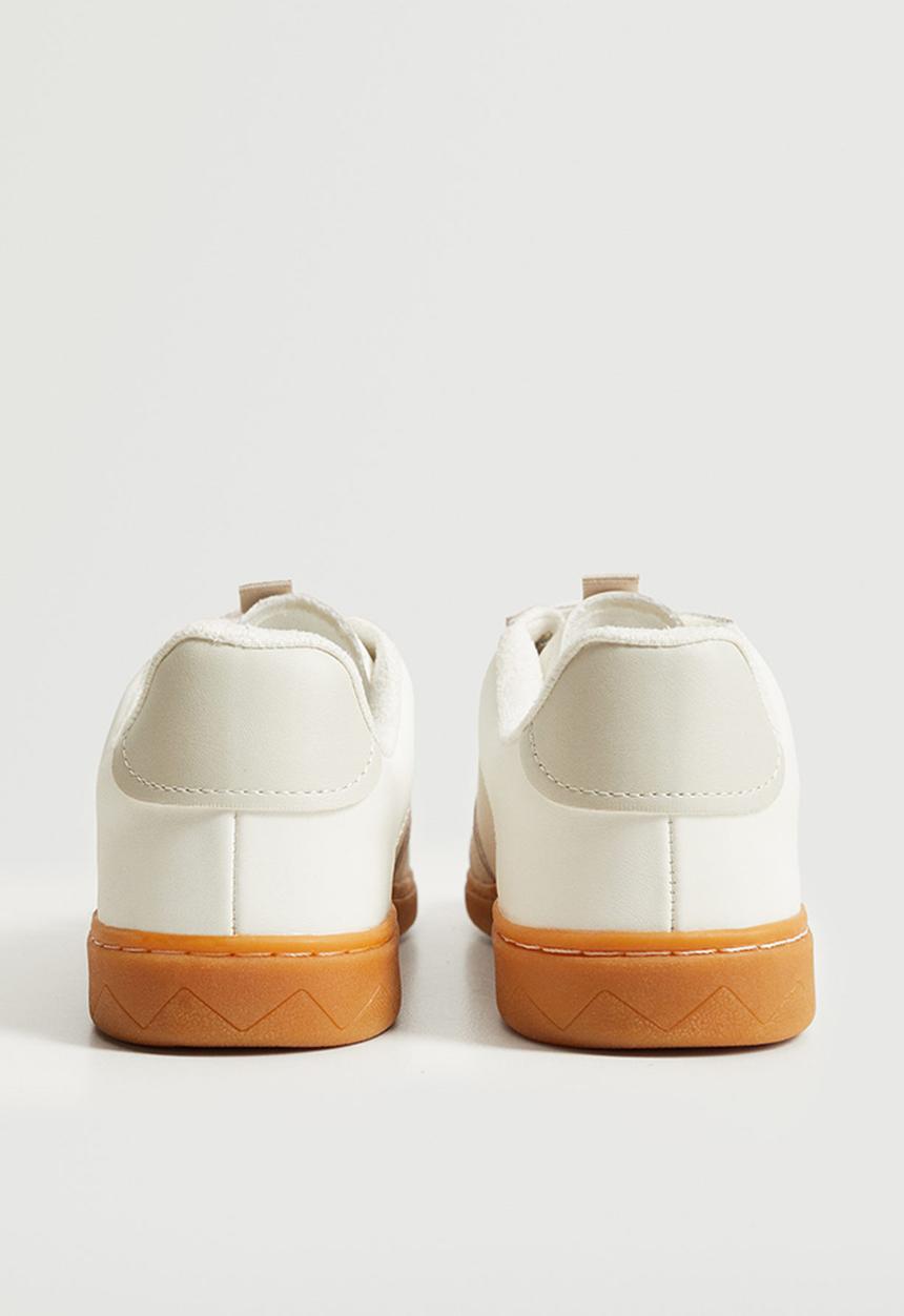 MANGO - Cactus leather mix velcro fastening sneaker - light beige