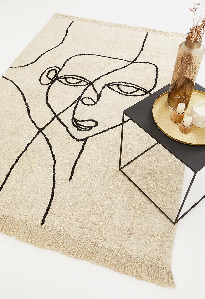 Sixth Floor - Face tufted rug - white & black
