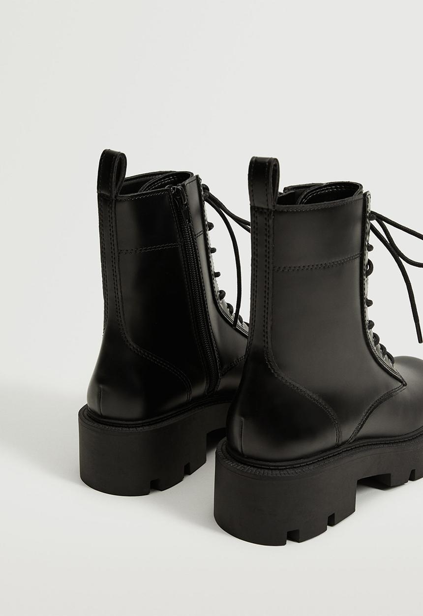MANGO - Pili lace-up track sole boot - black