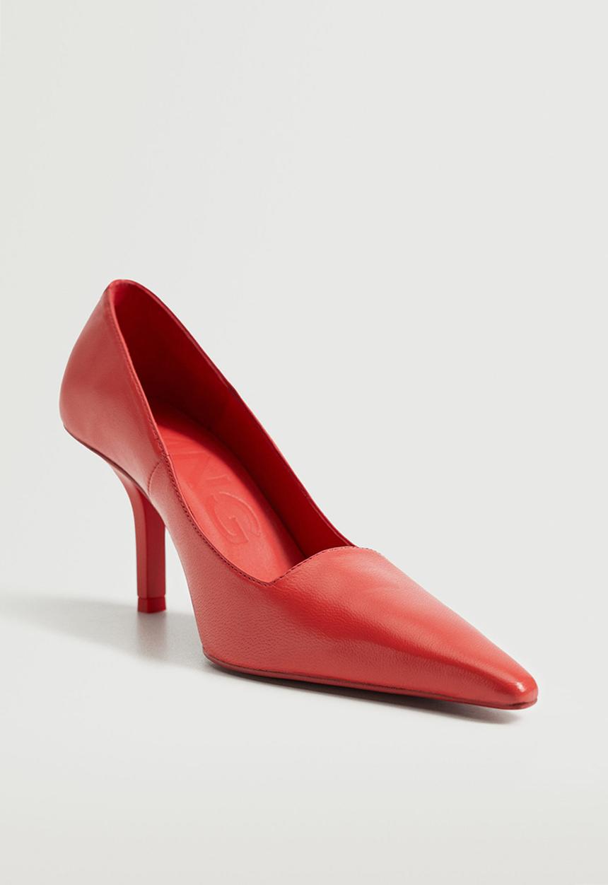 MANGO - Sole leather court heel - dark red