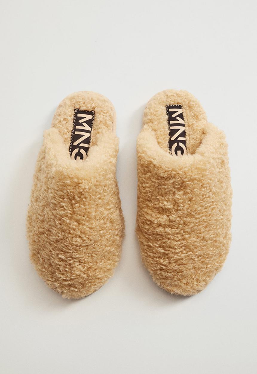 MANGO - Teddy slipper - light beige
