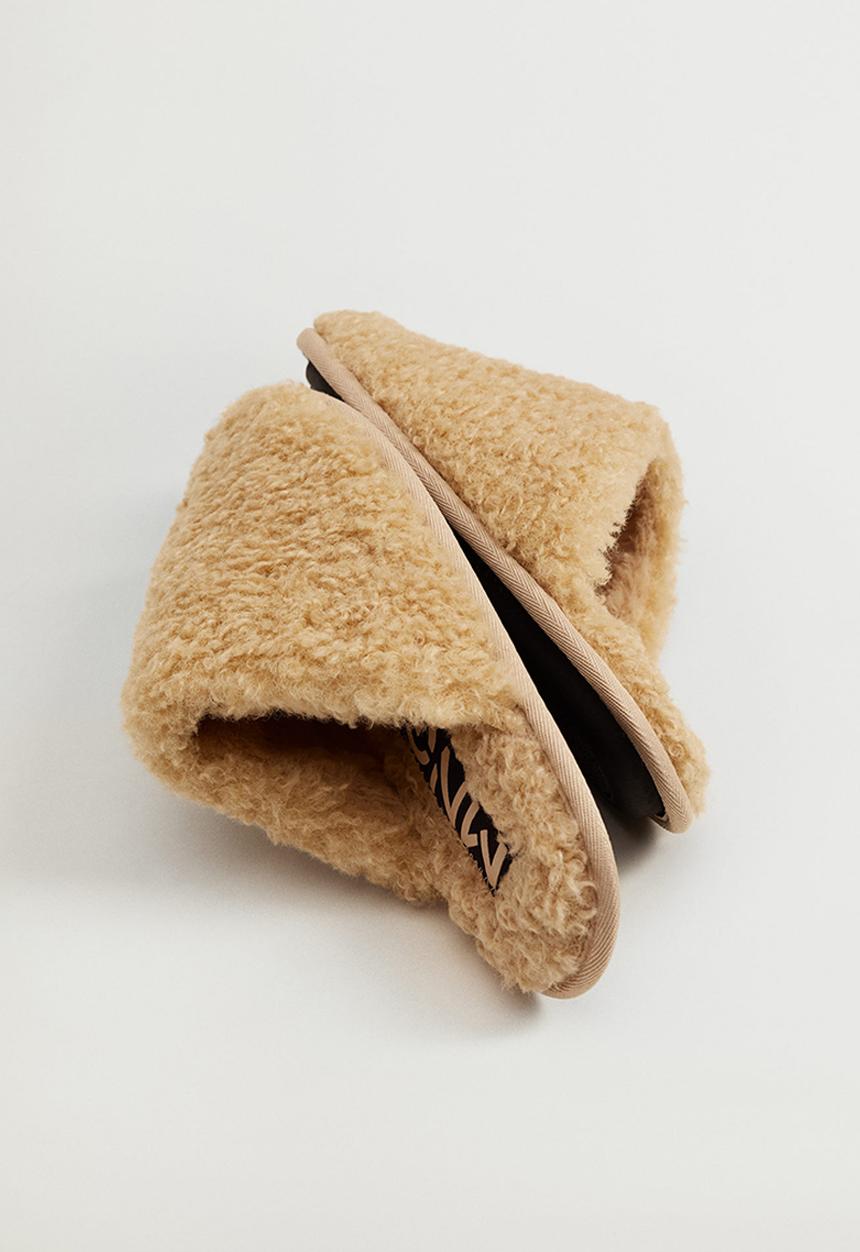 MANGO - Teddy slipper - light beige