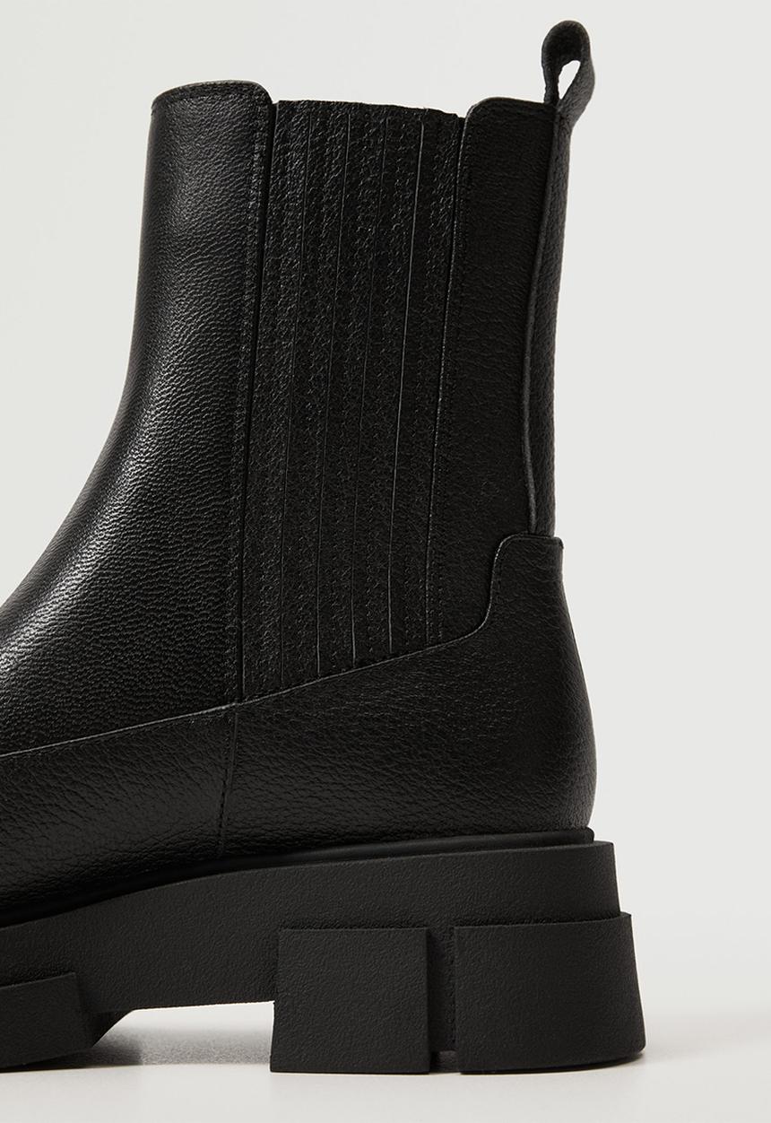 MANGO - Dent leather track sole ankle boot - black