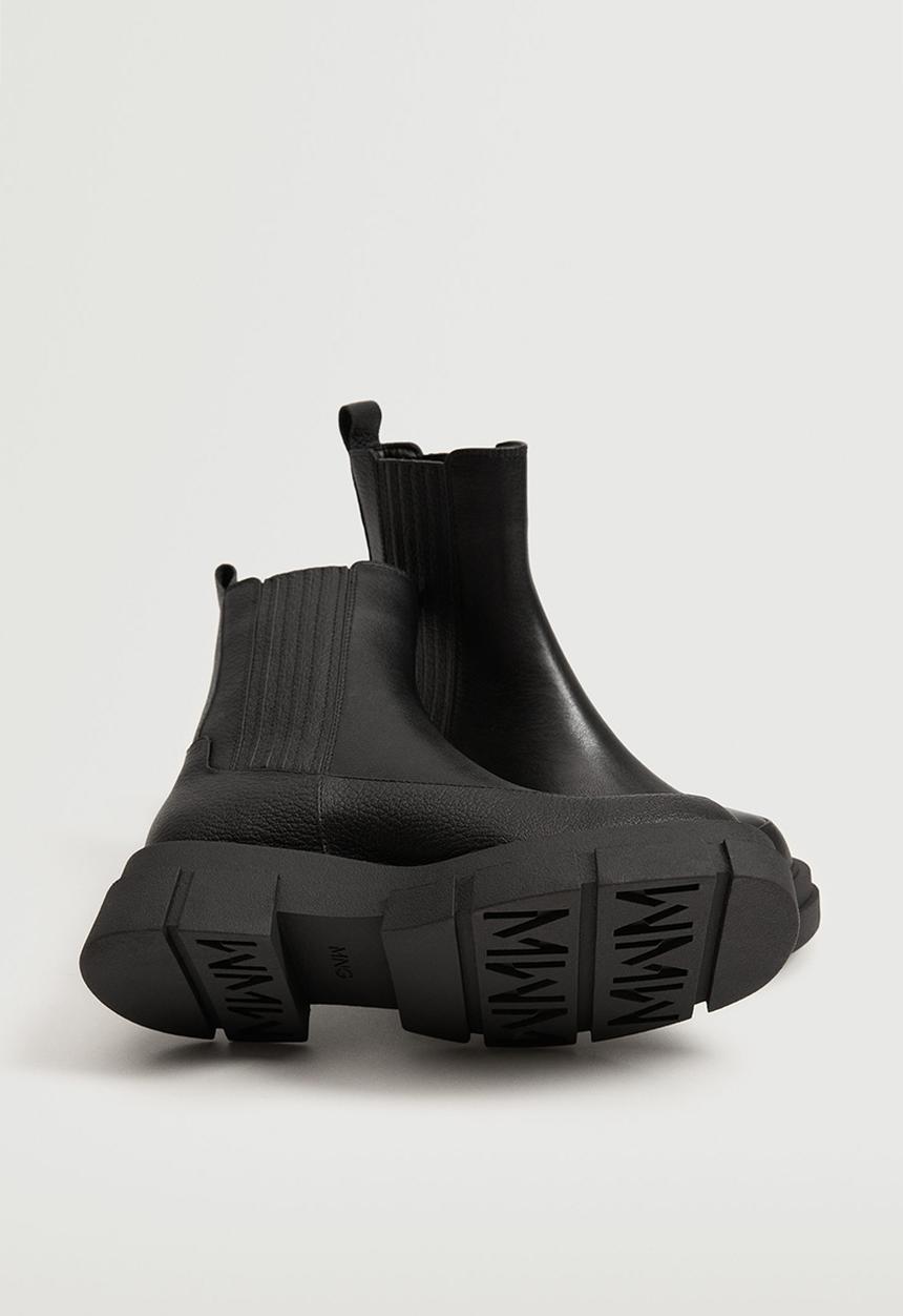 MANGO - Dent leather track sole ankle boot - black