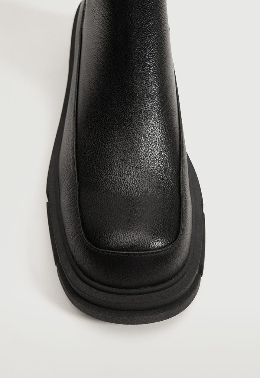 MANGO - Dent leather track sole ankle boot - black