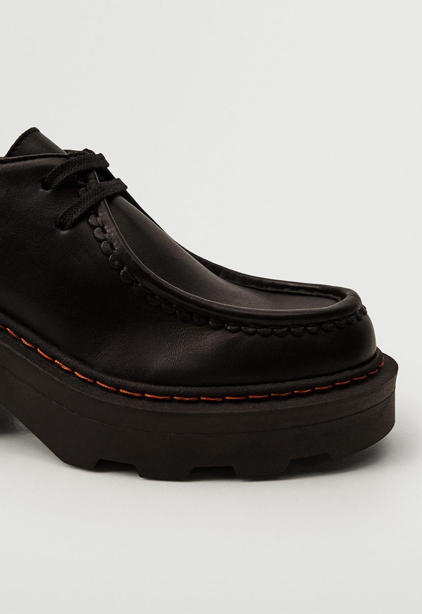 MANGO - Wally leather loafer heel - black