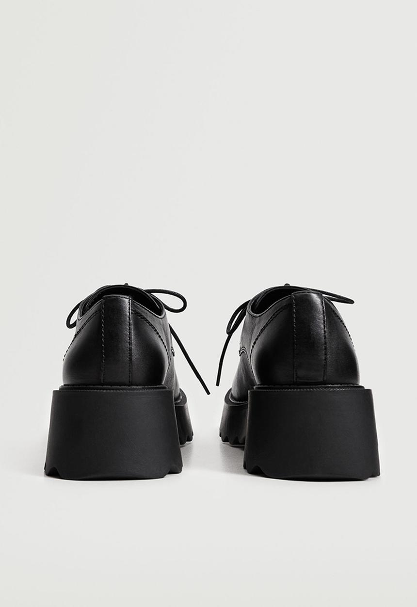 MANGO - Harry leather track sole derby - black