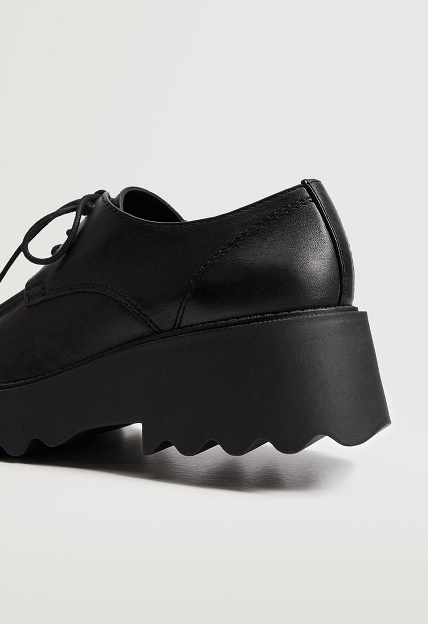MANGO - Harry leather track sole derby - black