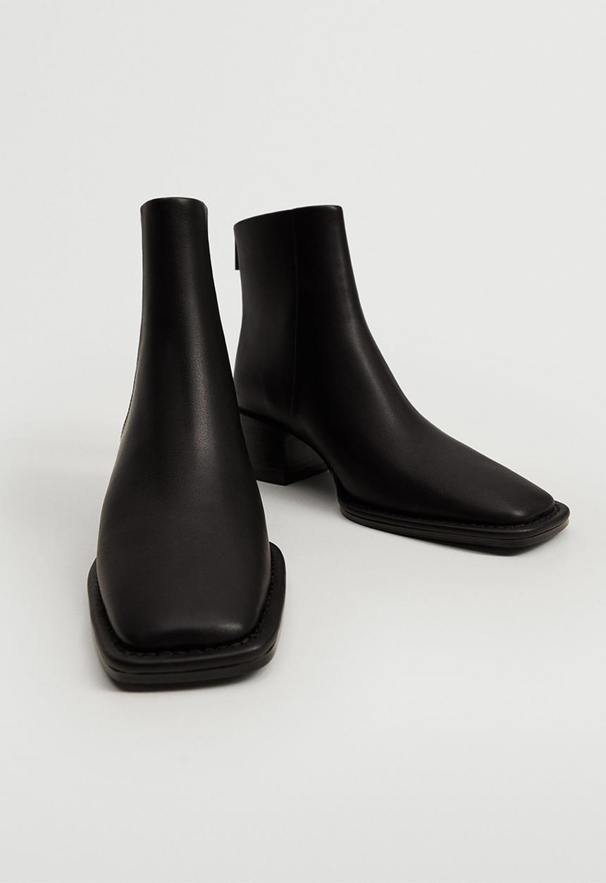 MANGO - Pinto squared-toe ankle boot - black