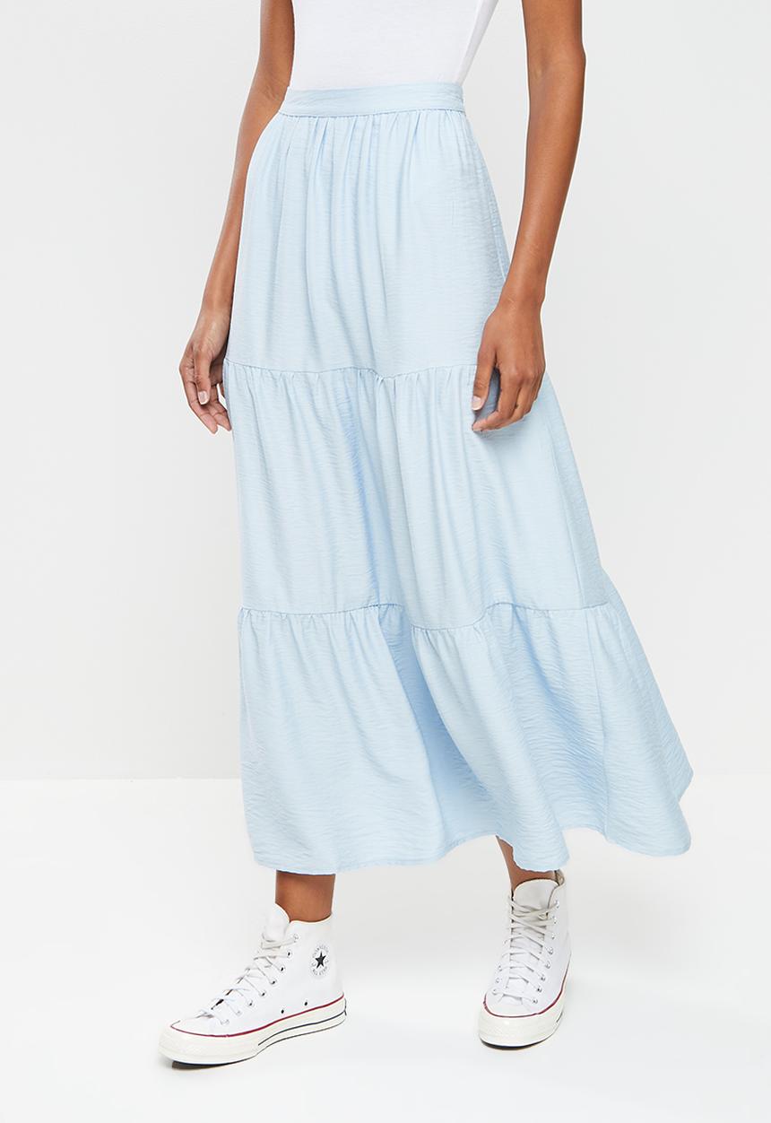 Missguided - Tiered poplin maxi skirt - blue
