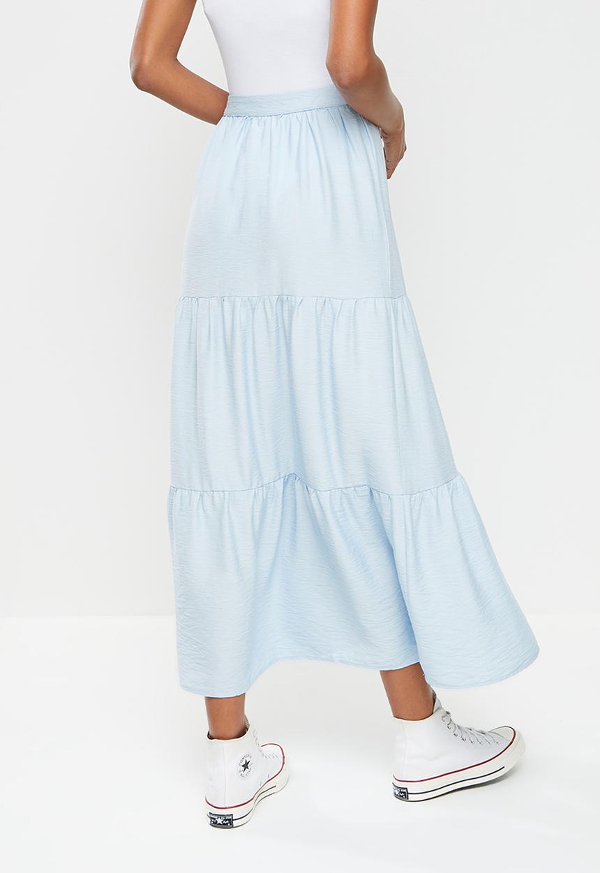 Missguided - Tiered poplin maxi skirt - blue