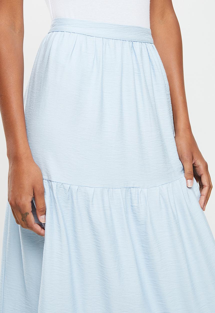 Missguided - Tiered poplin maxi skirt - blue
