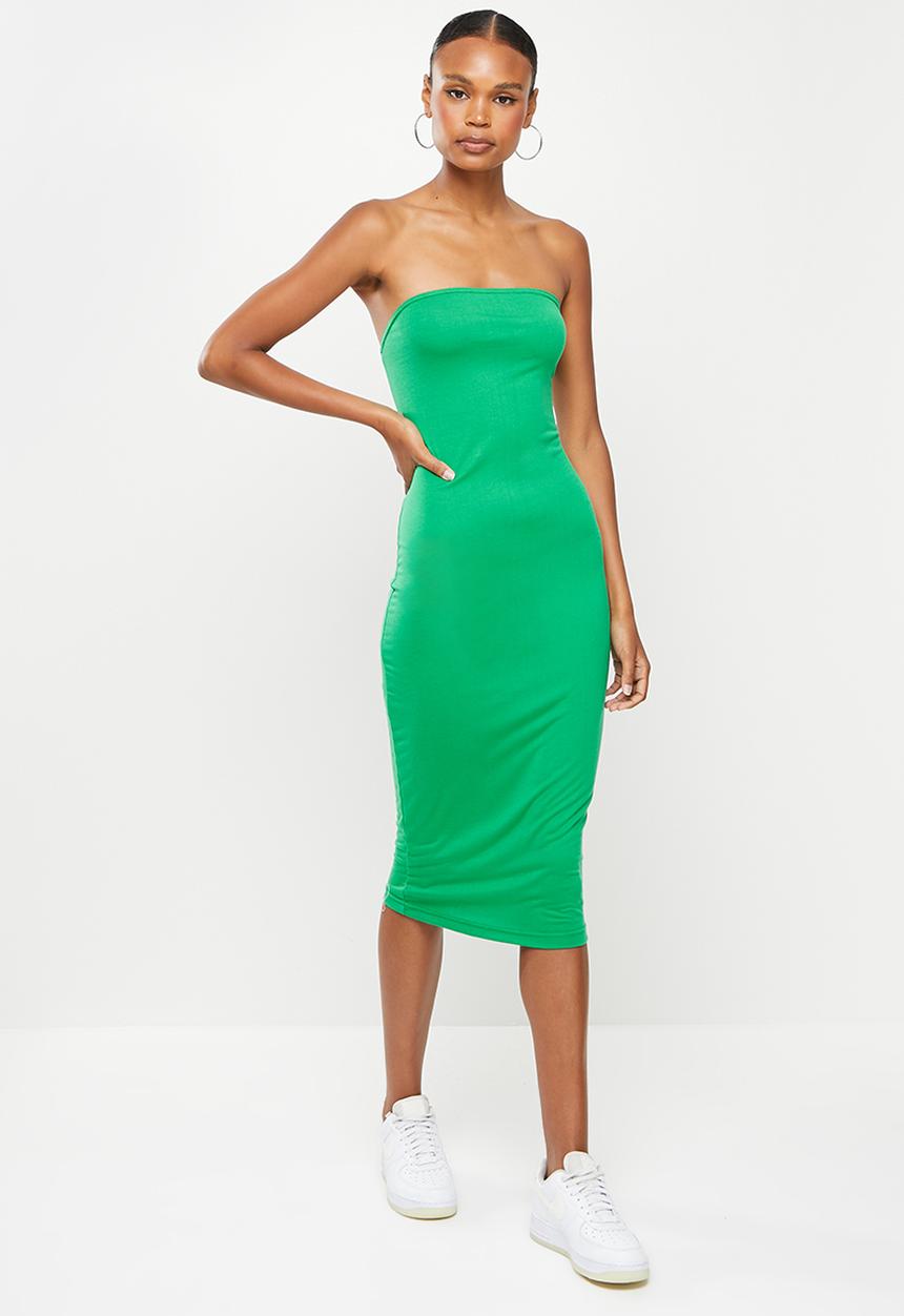 Missguided - Basic bandeau bodycon midi dress - green