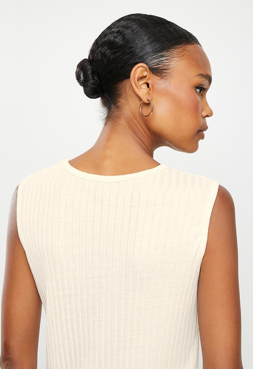 Missguided - Sleeveless maxi dress rib - ecru