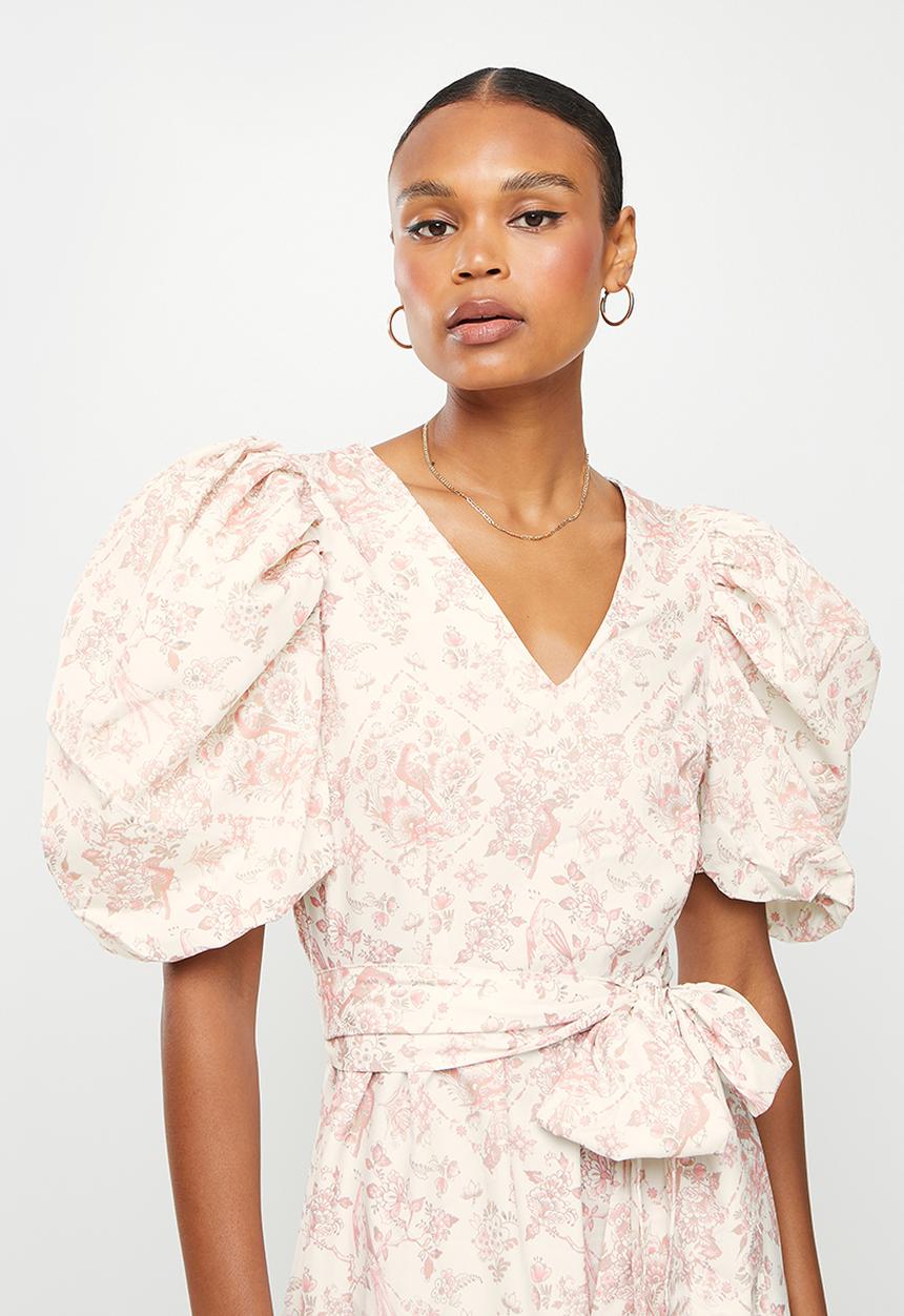 Missguided - Extreme puff sleeve print dress - lilac