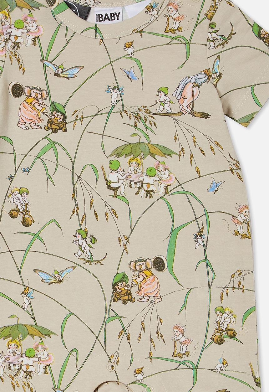 Cotton On - The short sleeve romper license - lcn may rainy day/grassy gumnuts