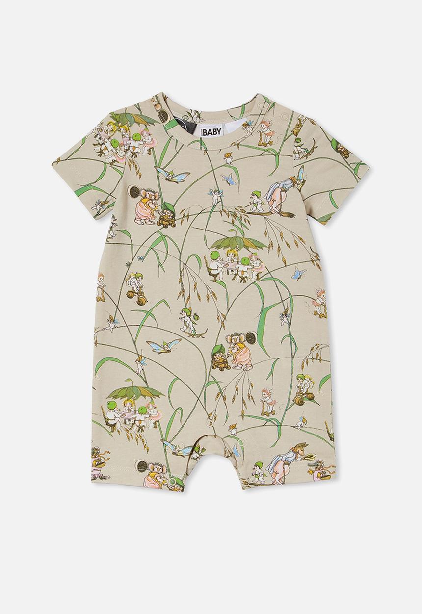 Cotton On - The short sleeve romper license - lcn may rainy day/grassy gumnuts
