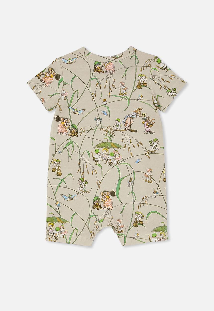 Cotton On - The short sleeve romper license - lcn may rainy day/grassy gumnuts