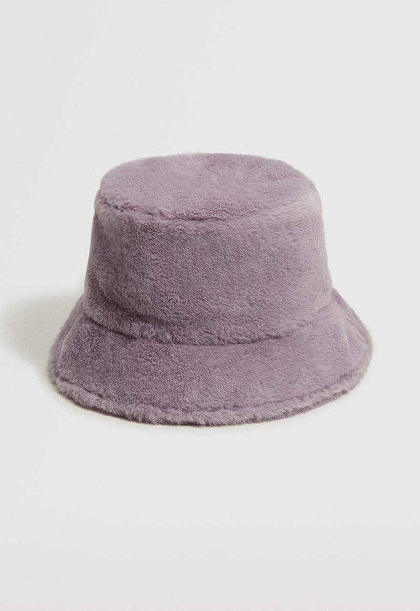 MANGO - Faux-fur bucket hat - purple