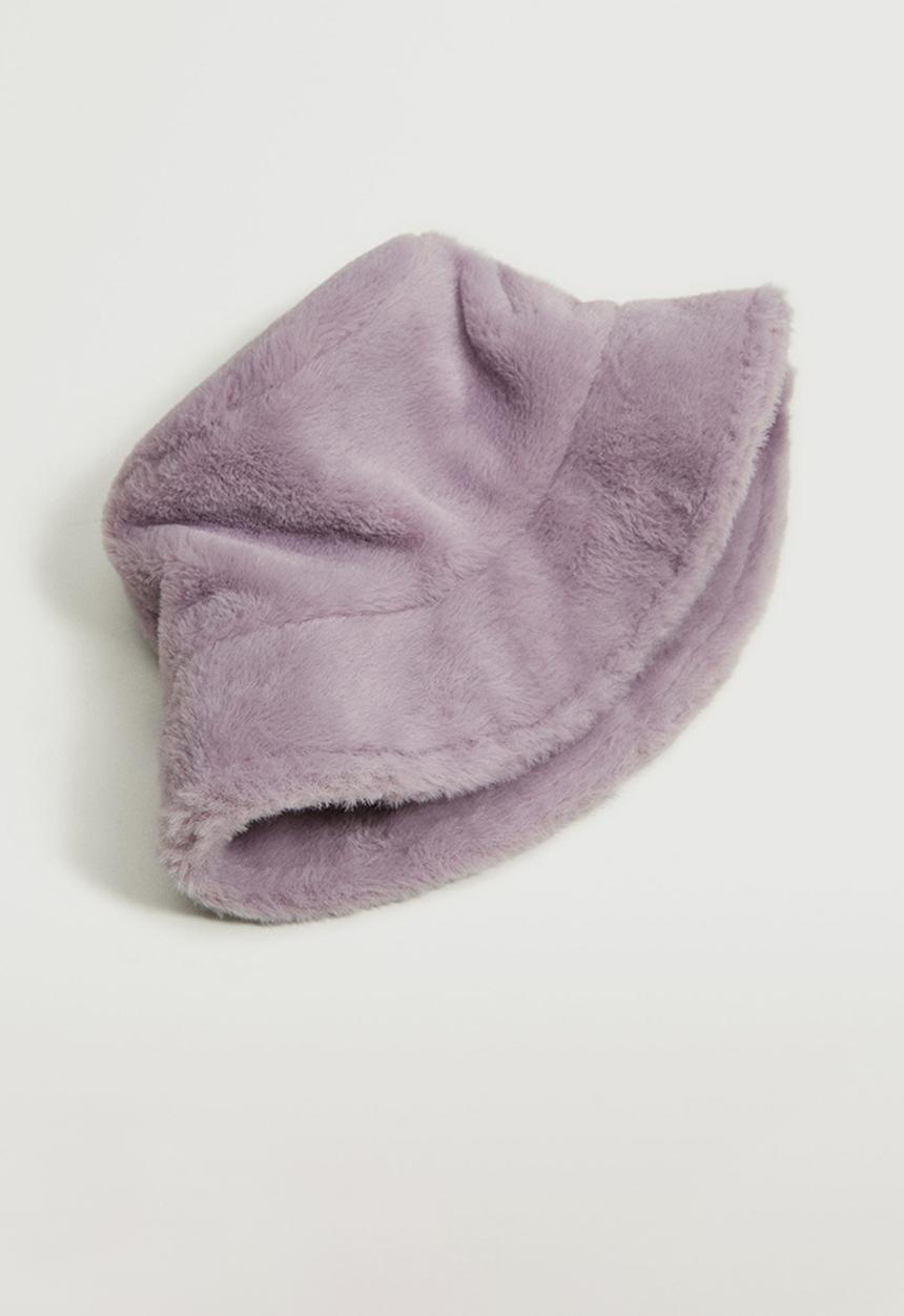 MANGO - Faux-fur bucket hat - purple
