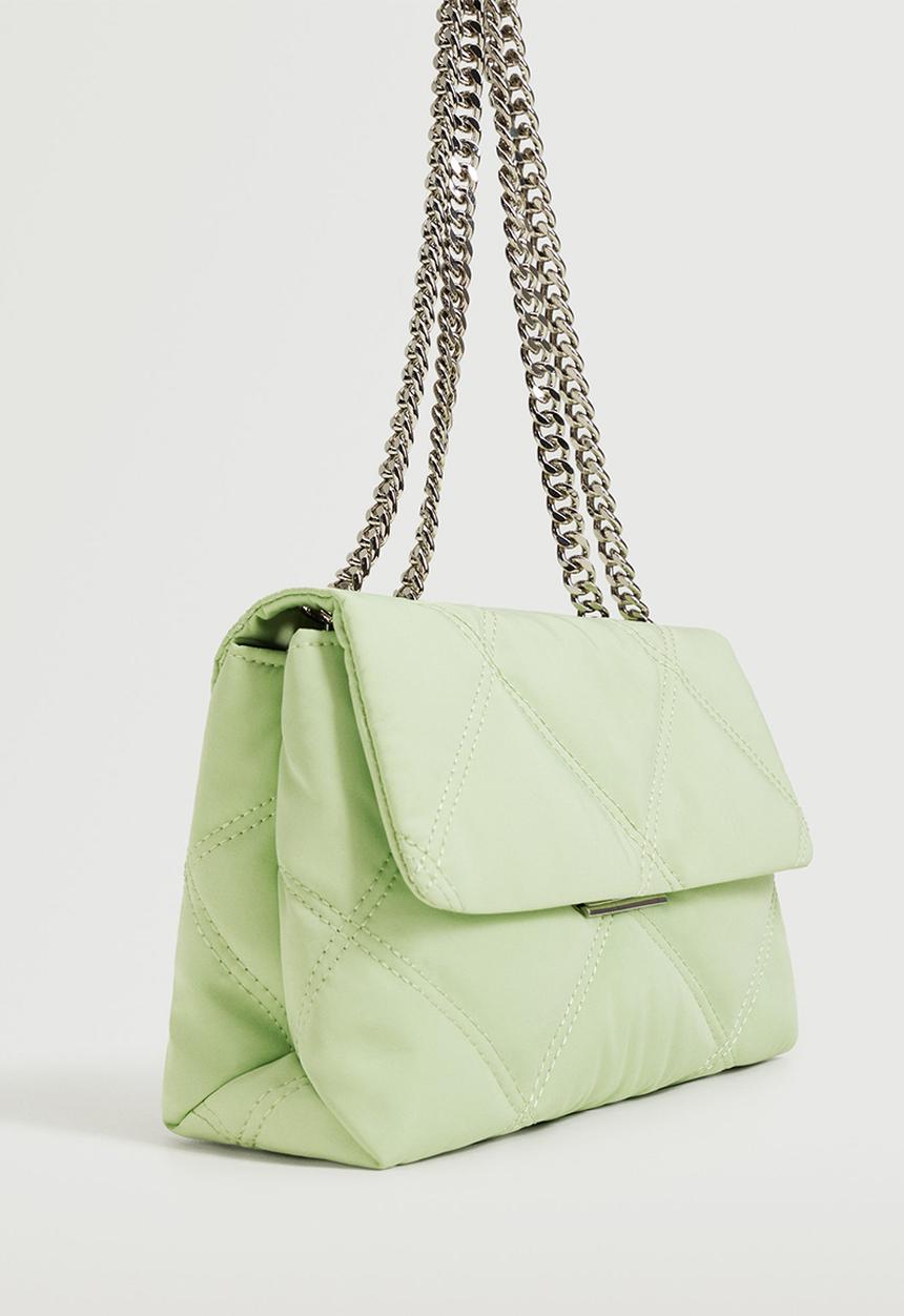 MANGO - Quilted chain bag - lime