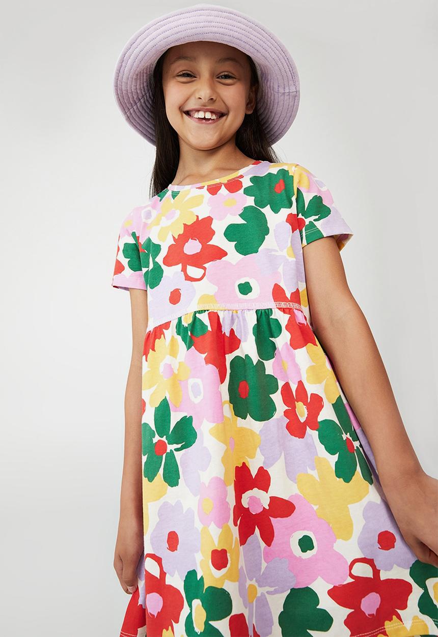 Cotton On - Freya short sleeve dress - dark vanilla/santorini floral