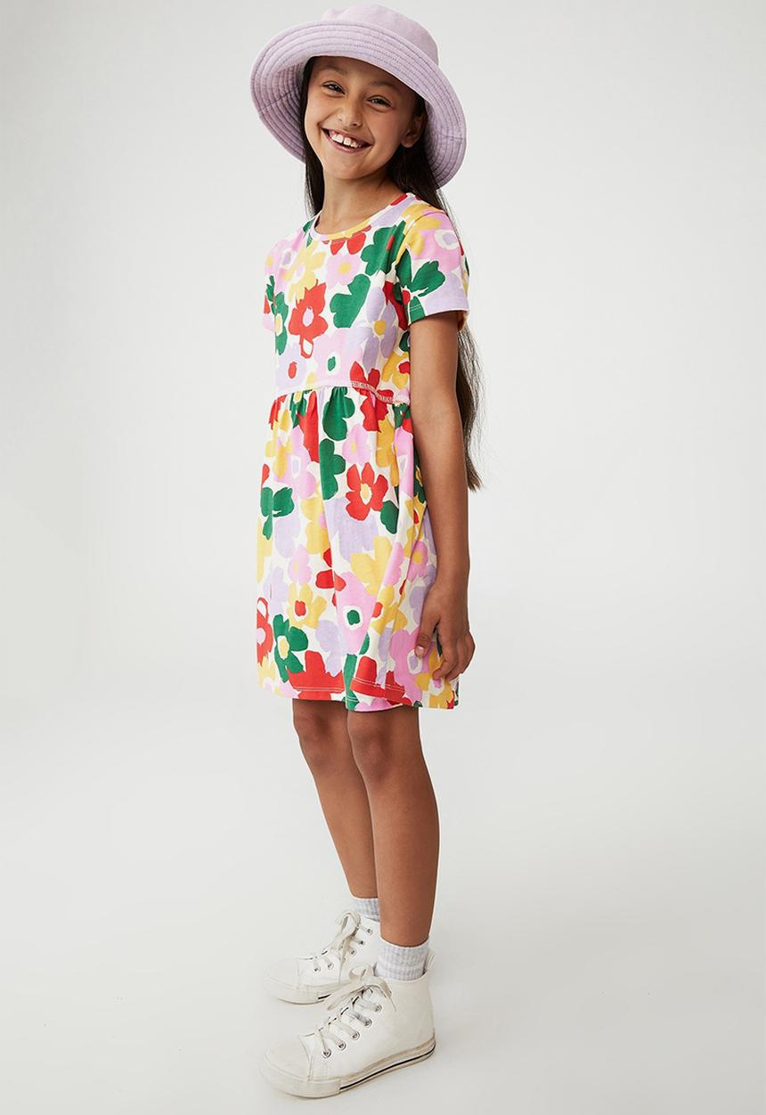 Cotton On - Freya short sleeve dress - dark vanilla/santorini floral