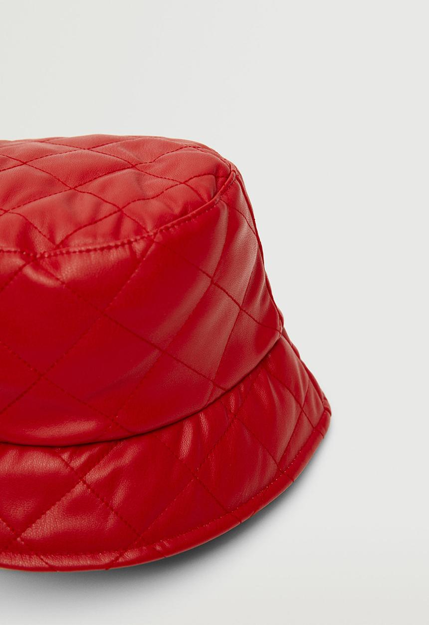 MANGO - Leather effect bucket hat - red