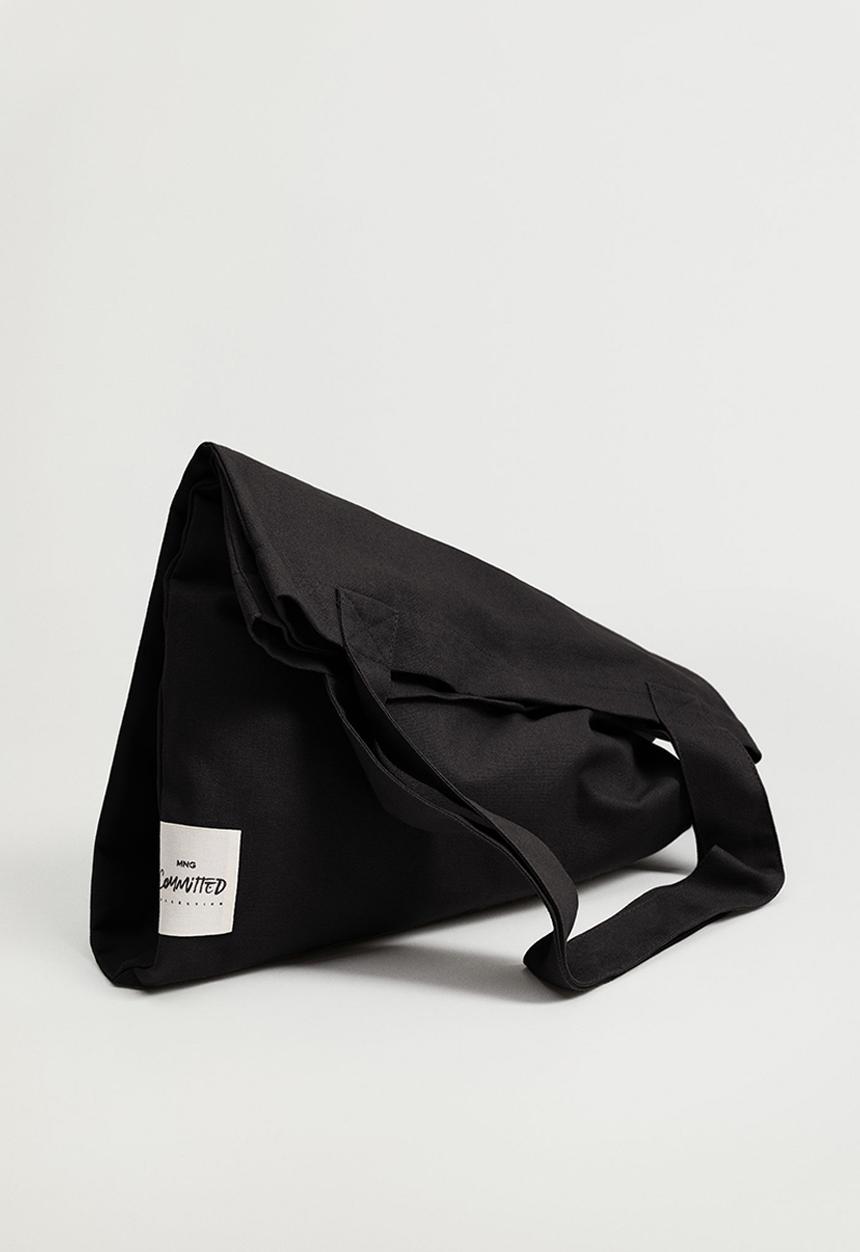 MANGO - Cotton shopper bag - black