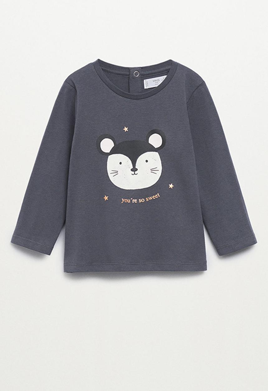 MANGO - T-shirt ratoli - charcoal