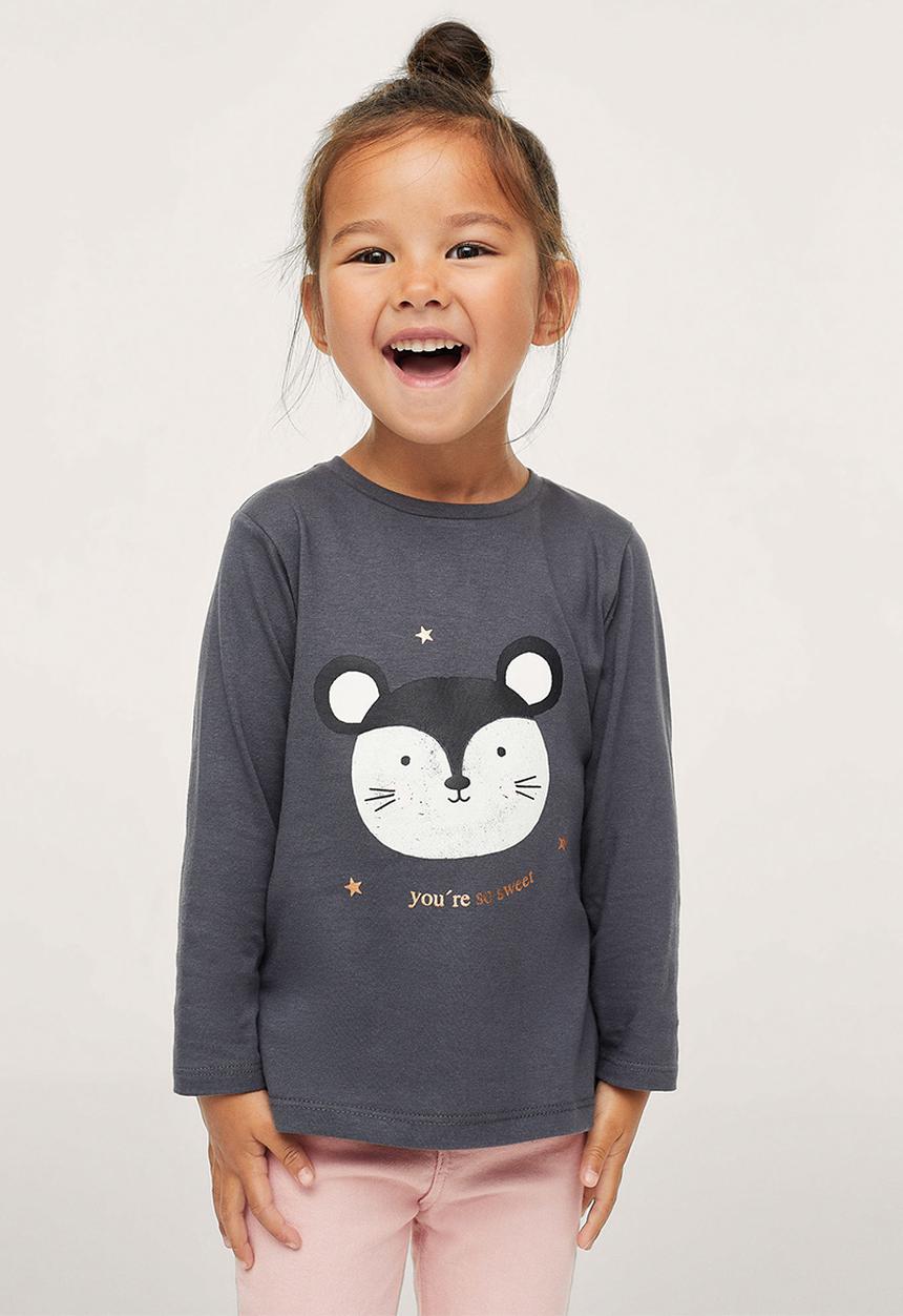 MANGO - T-shirt ratoli - charcoal