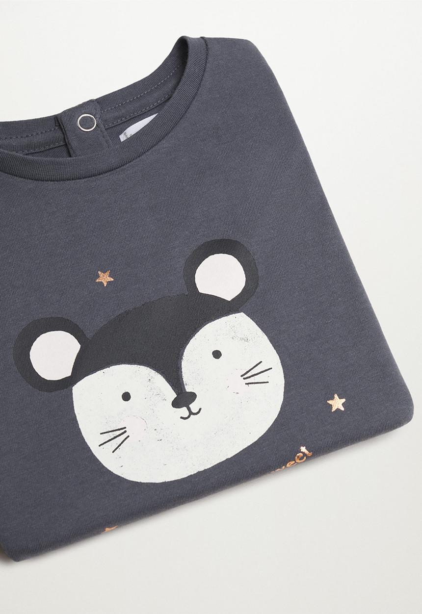 MANGO - T-shirt ratoli - charcoal
