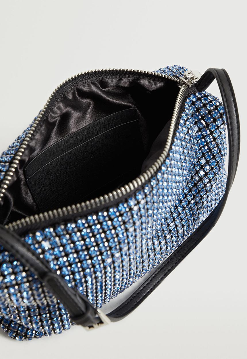 MANGO - Rhinestone crystal purse - blue