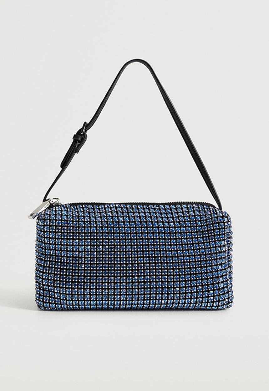 MANGO - Rhinestone crystal purse - blue