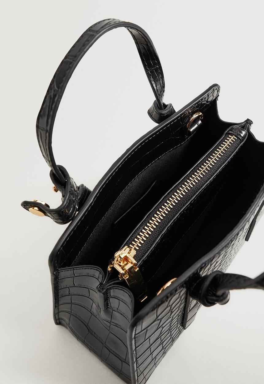MANGO - Croc-effect mini bag - black