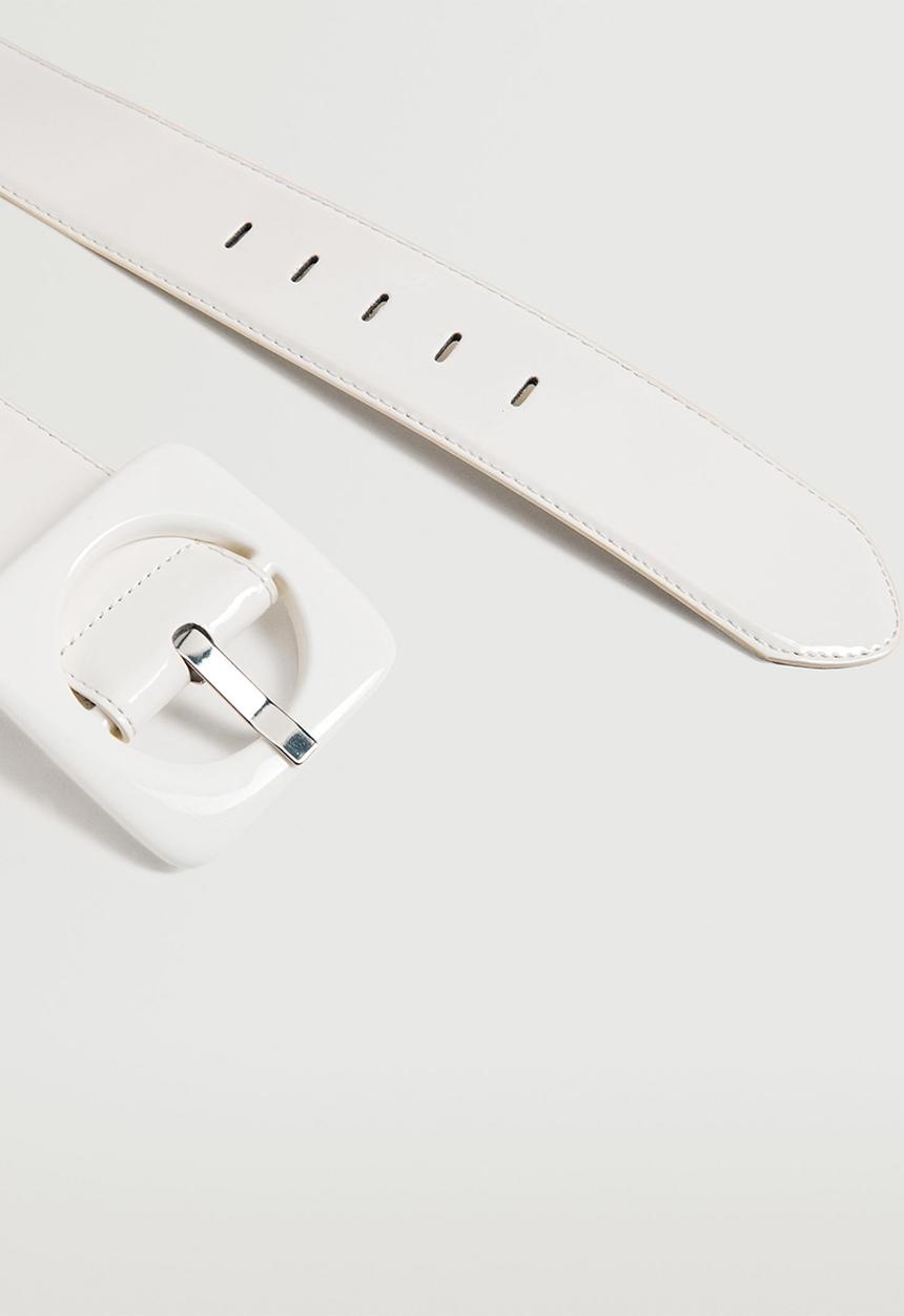 MANGO - Square buckle belt - white