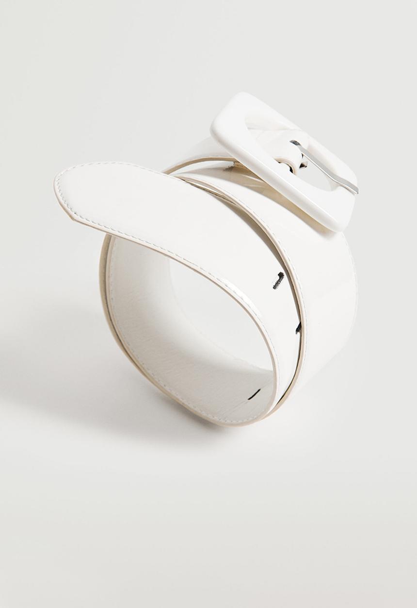 MANGO - Square buckle belt - white