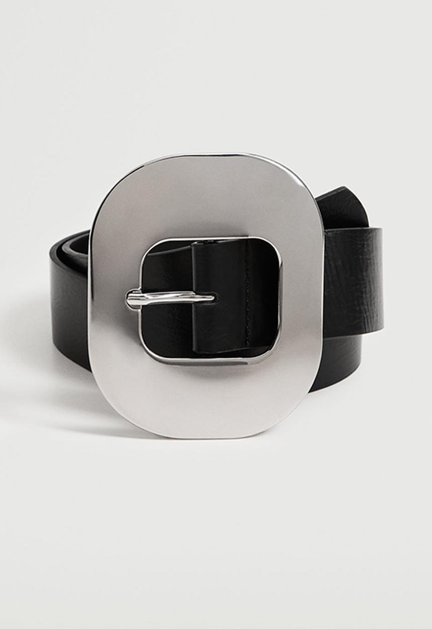 MANGO - Metal buckle belt - black