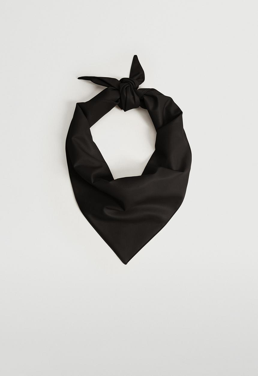 MANGO - Faux leather scarf -  black