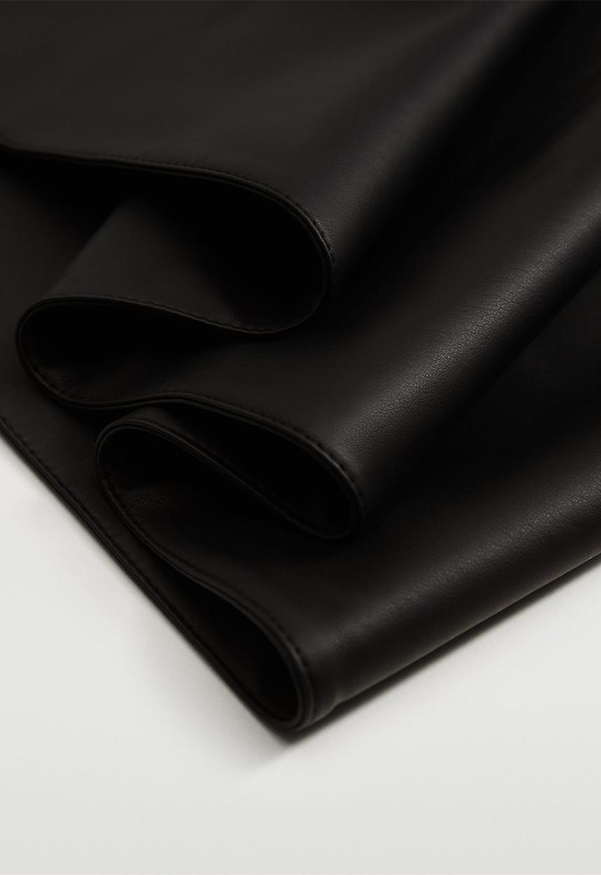 MANGO - Faux leather scarf -  black