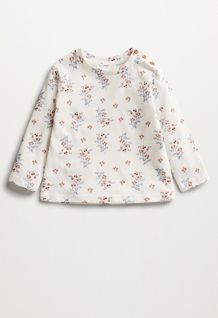 MANGO - T-shirt flori - off white 