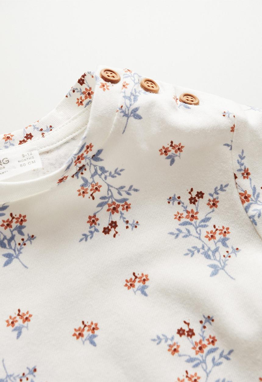 MANGO - T-shirt flori - off white 