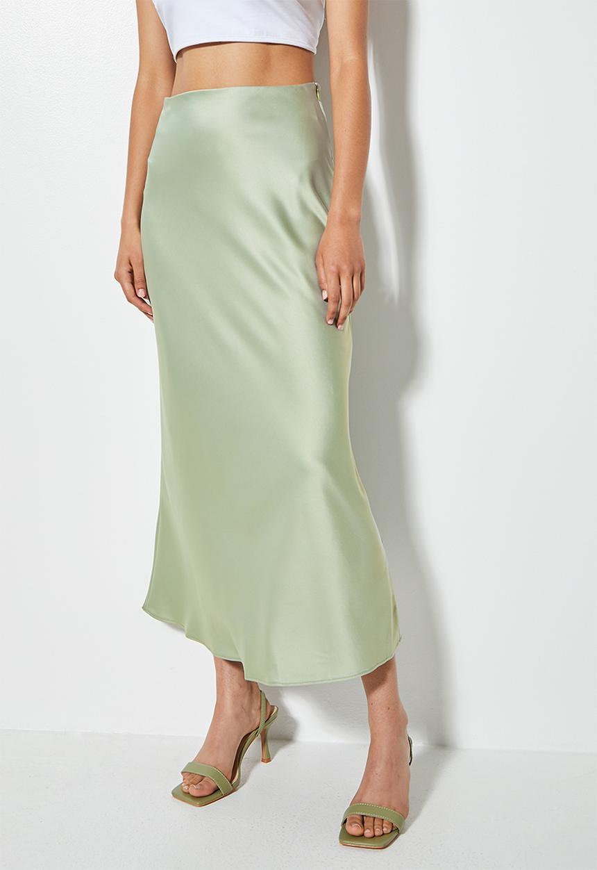 Superbalist - Long midi slip skirt - light sage
