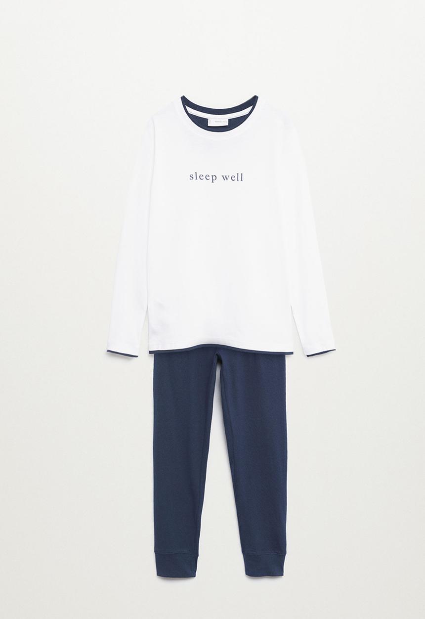 MANGO - Pijama pack well - white & navy 